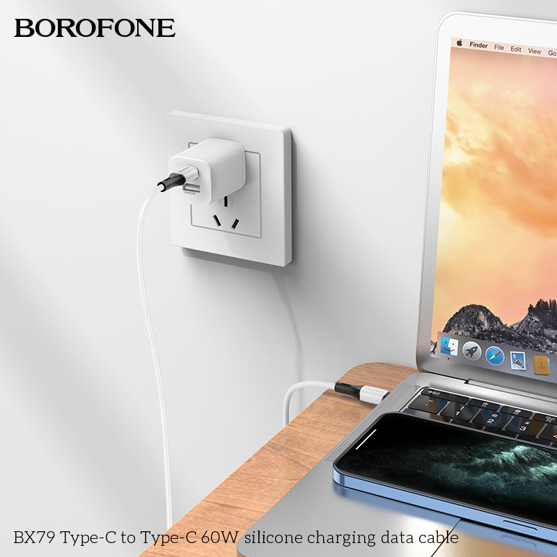 BOROFONE BX79 USB-C to USB-C silicone cable 60W 1m NZ 8